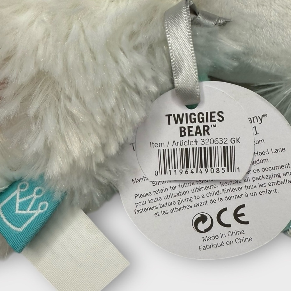 NWT Manhattan Toy Company Twiggies Bear Stuffed Animal Stuffie Teddy Plush White - Picture 5 of 6